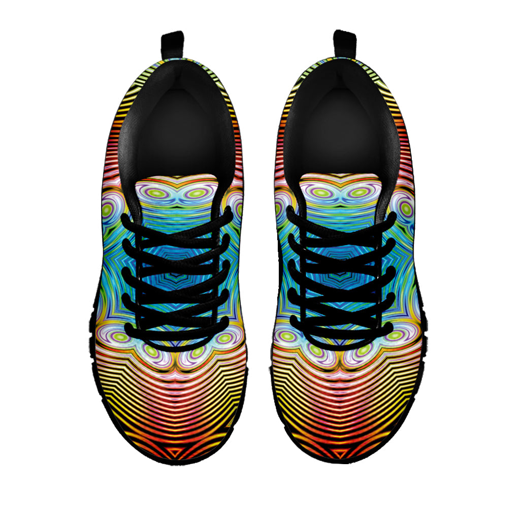 Psychedelic Kaleidoscope Print Black Sneakers