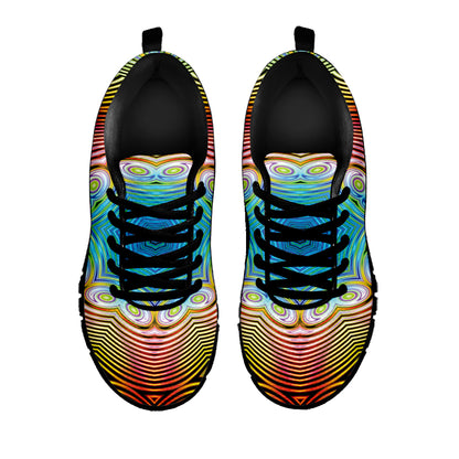 Psychedelic Kaleidoscope Print Black Sneakers
