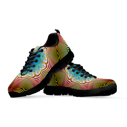 Psychedelic Kaleidoscope Print Black Sneakers