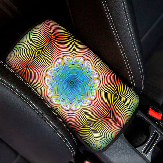 Psychedelic Kaleidoscope Print Car Center Console Cover