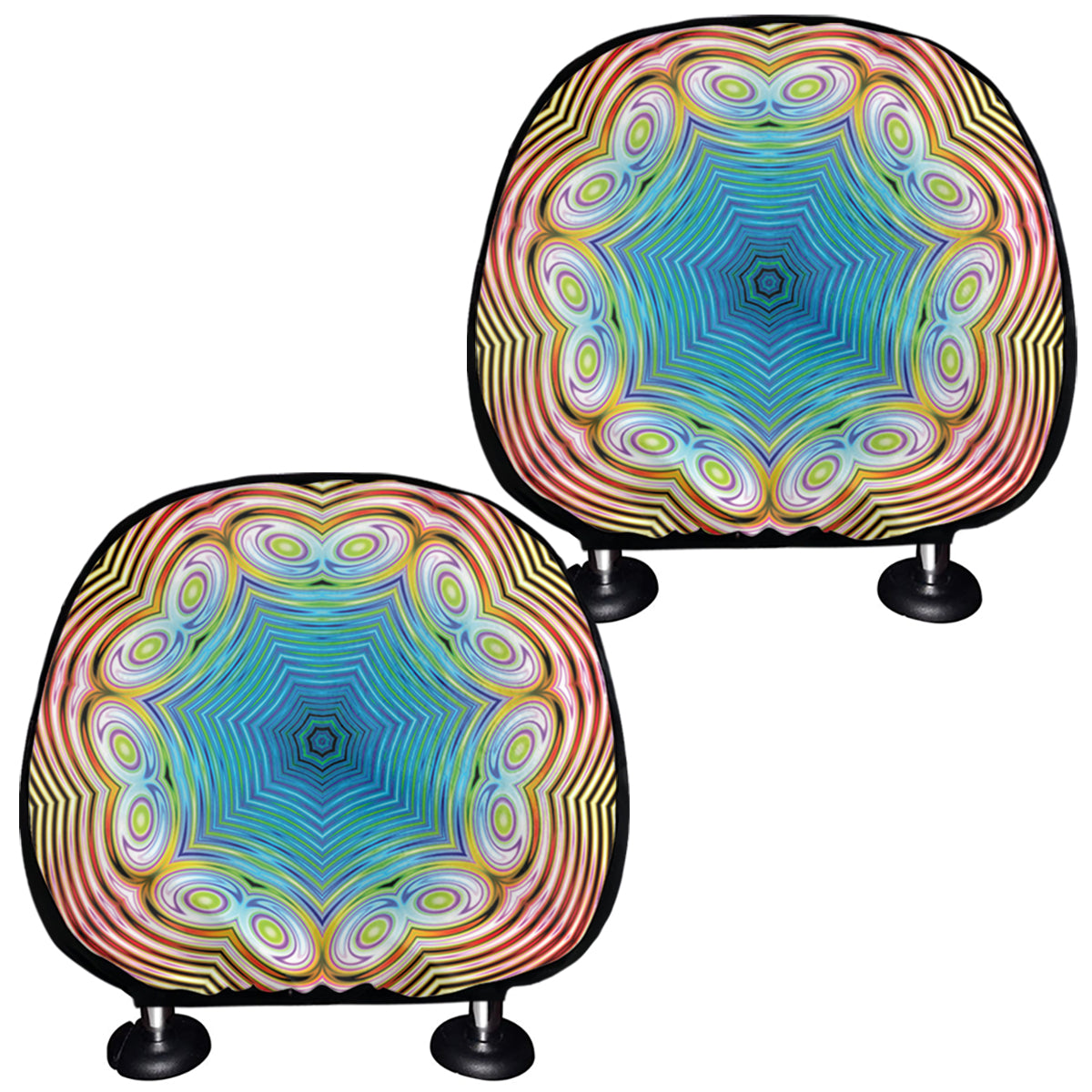 Psychedelic Kaleidoscope Print Car Headrest Covers