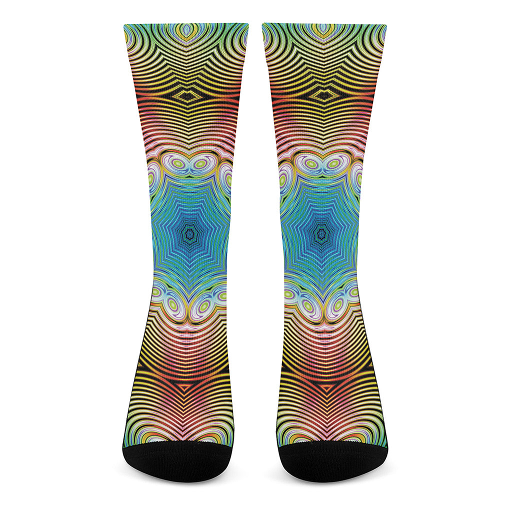 Psychedelic Kaleidoscope Print Crew Socks