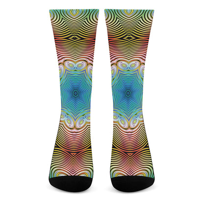 Psychedelic Kaleidoscope Print Crew Socks