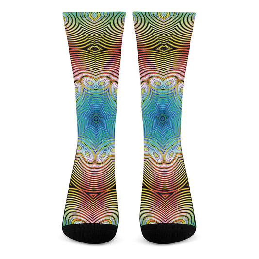 Psychedelic Kaleidoscope Print Crew Socks