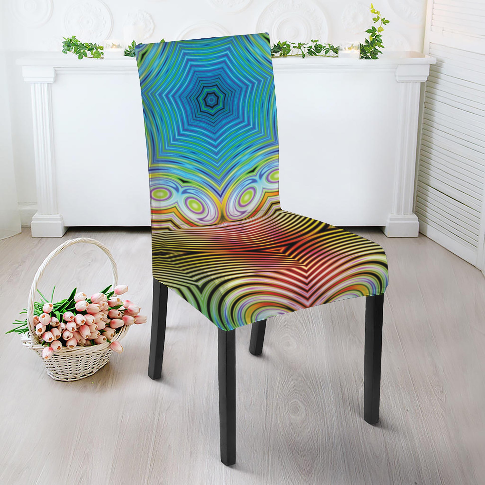 Psychedelic Kaleidoscope Print Dining Chair Slipcover