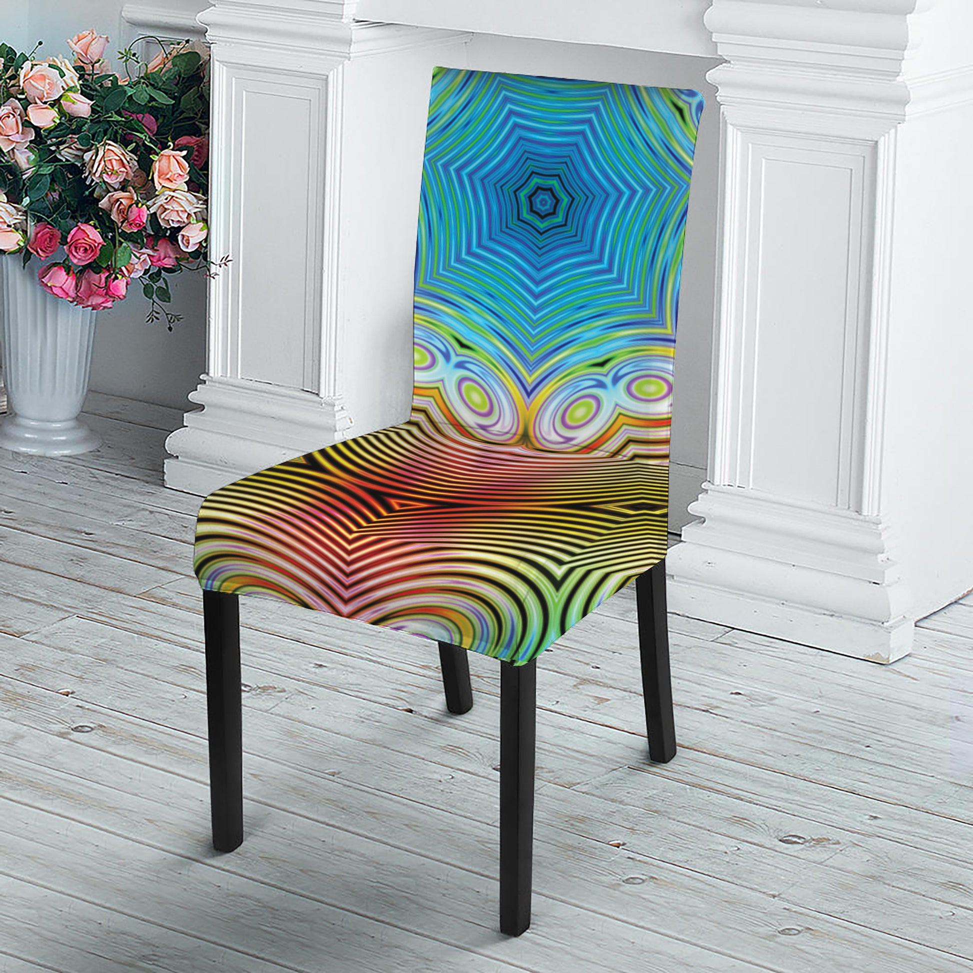 Psychedelic Kaleidoscope Print Dining Chair Slipcover