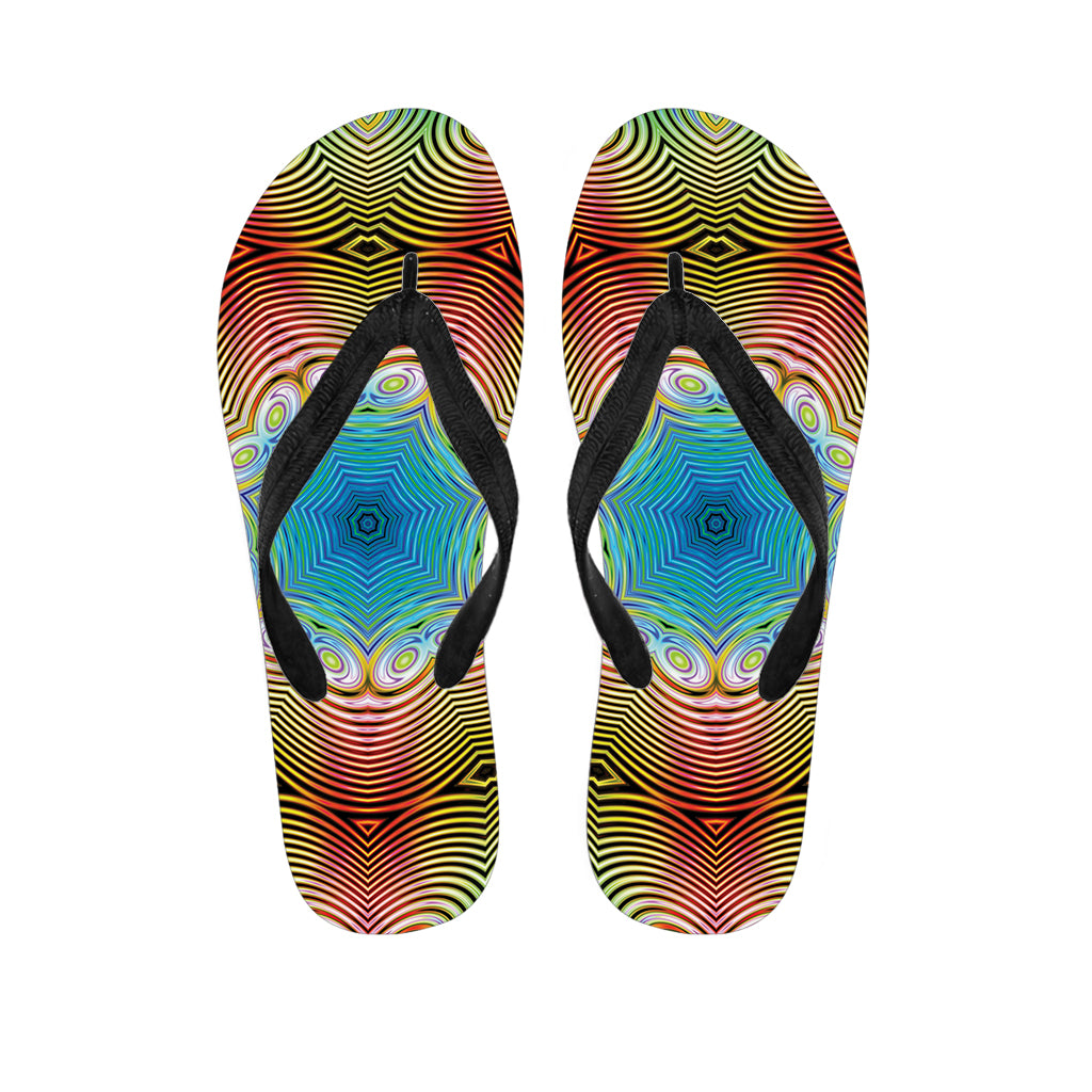 Psychedelic Kaleidoscope Print Flip Flops