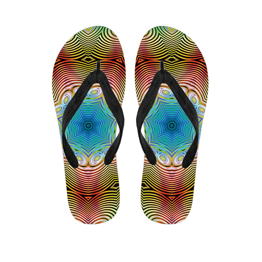 Psychedelic Kaleidoscope Print Flip Flops