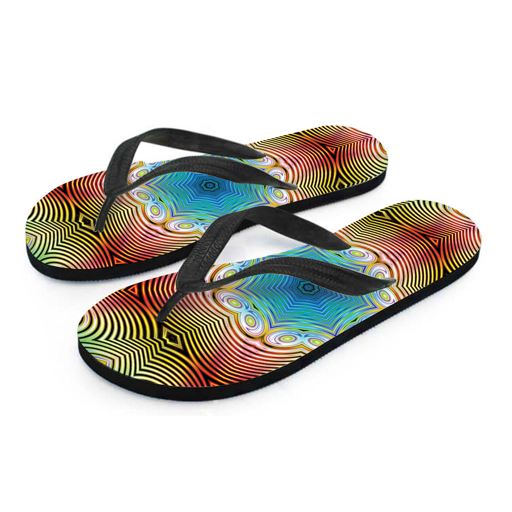 Psychedelic Kaleidoscope Print Flip Flops