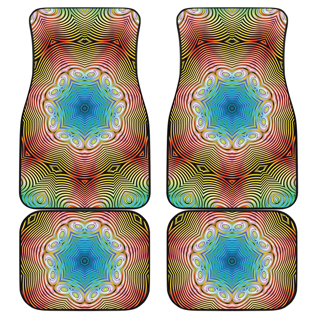 Psychedelic Kaleidoscope Print Front and Back Car Floor Mats
