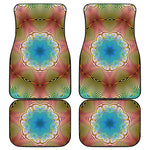 Psychedelic Kaleidoscope Print Front and Back Car Floor Mats