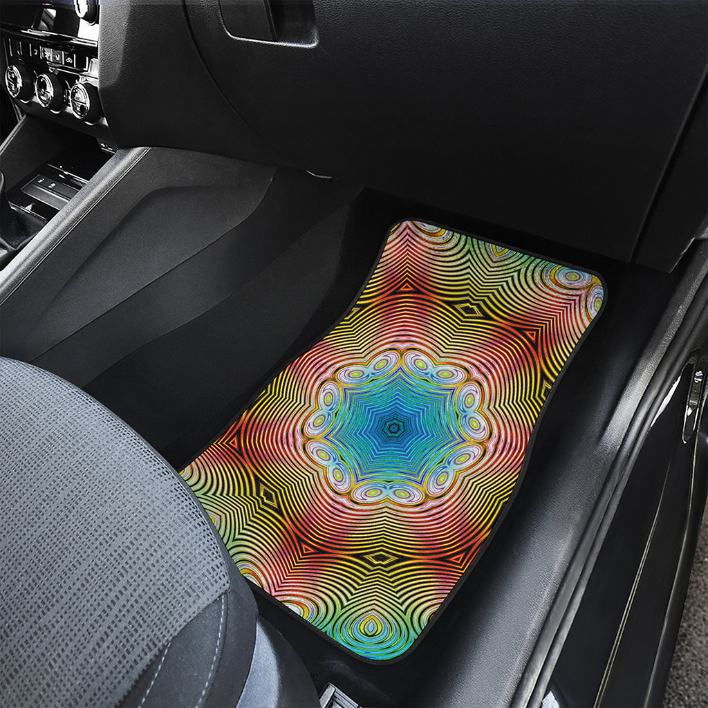 Psychedelic Kaleidoscope Print Front and Back Car Floor Mats