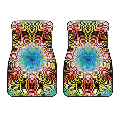 Psychedelic Kaleidoscope Print Front Car Floor Mats