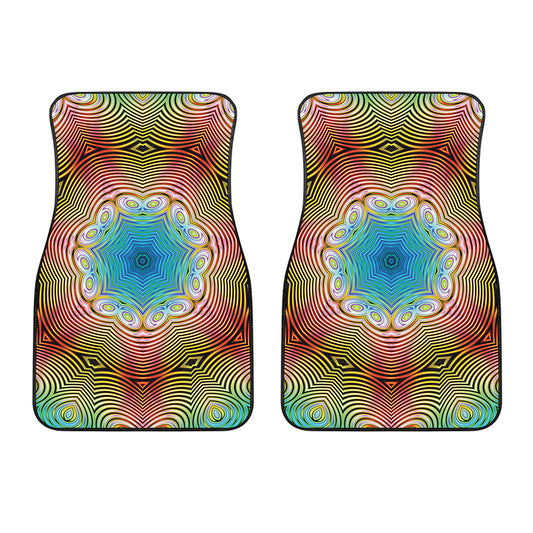 Psychedelic Kaleidoscope Print Front Car Floor Mats