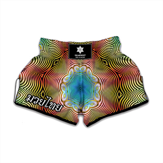 Psychedelic Kaleidoscope Print Muay Thai Boxing Shorts