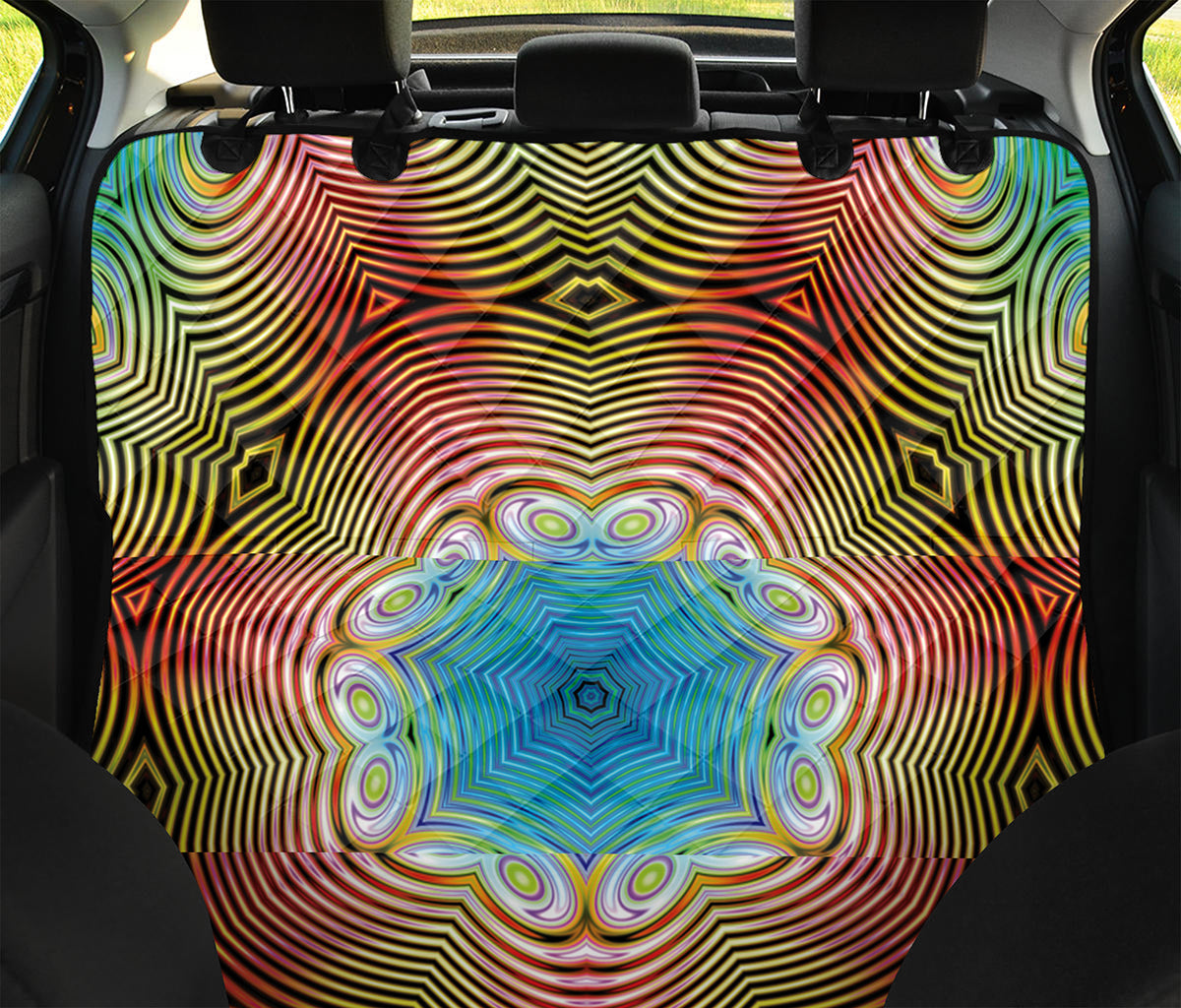Psychedelic Kaleidoscope Print Pet Car Back Seat Cover