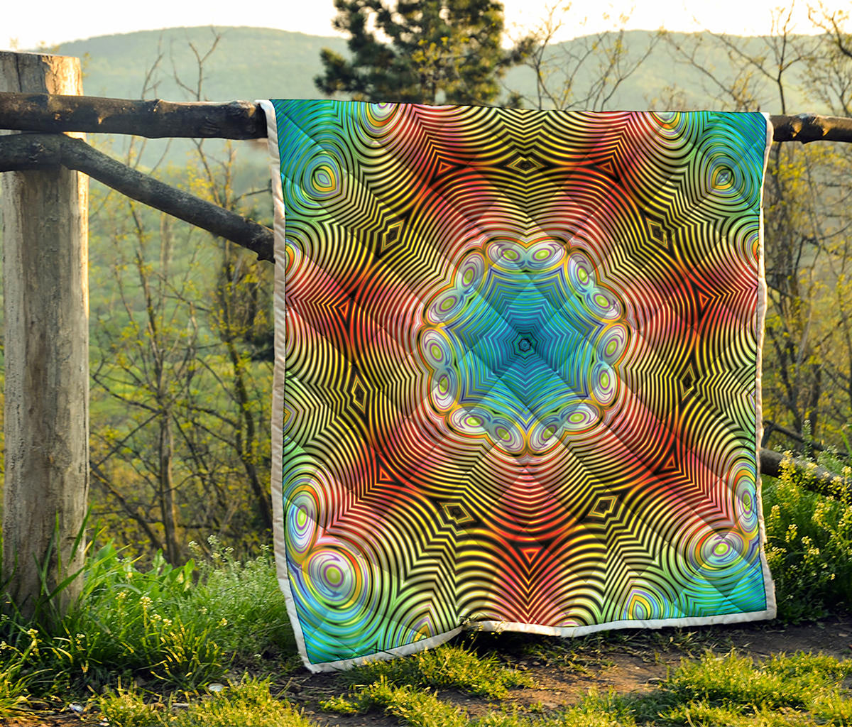 Psychedelic Kaleidoscope Print Quilt