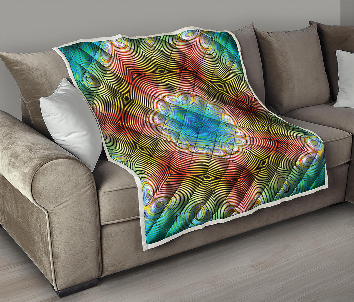 Psychedelic Kaleidoscope Print Quilt