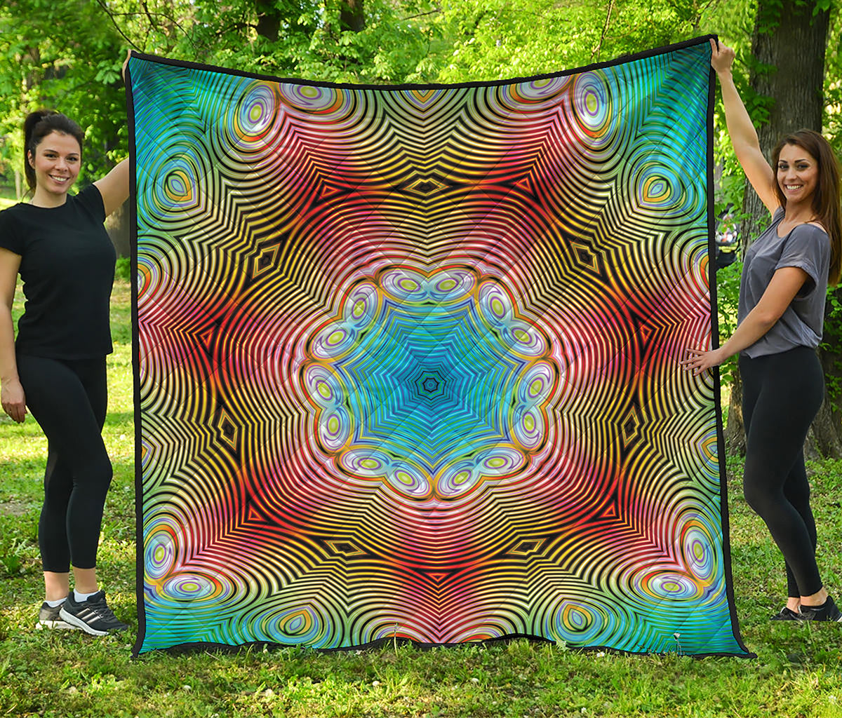 Psychedelic Kaleidoscope Print Quilt