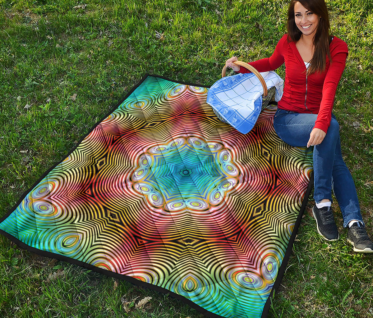Psychedelic Kaleidoscope Print Quilt