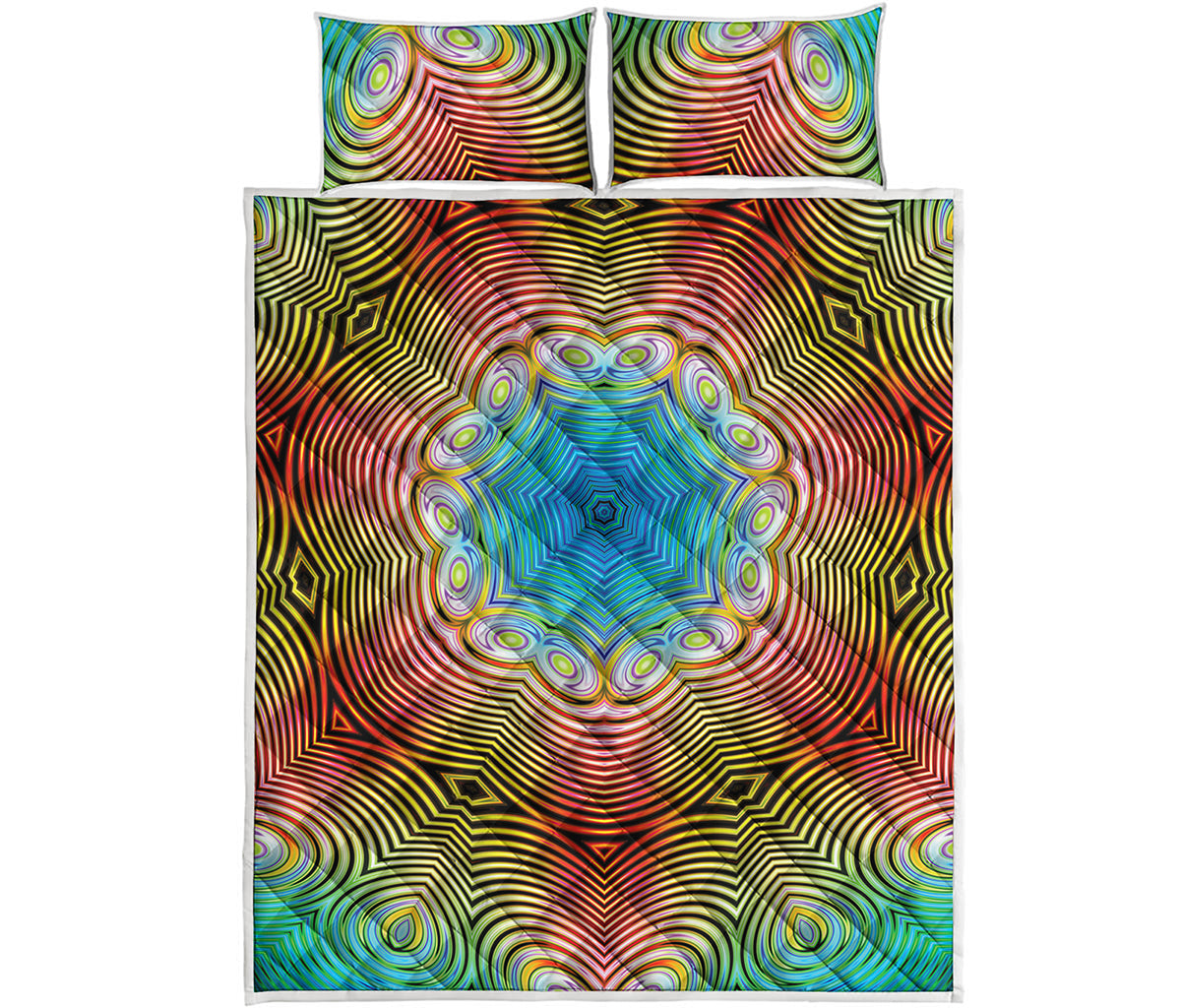 Psychedelic Kaleidoscope Print Quilt Bed Set