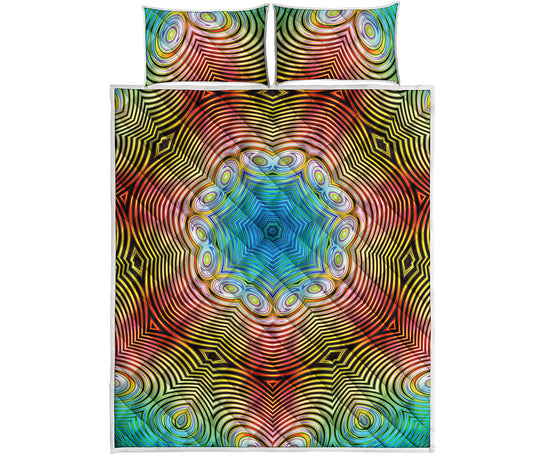 Psychedelic Kaleidoscope Print Quilt Bed Set