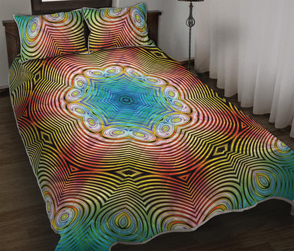 Psychedelic Kaleidoscope Print Quilt Bed Set