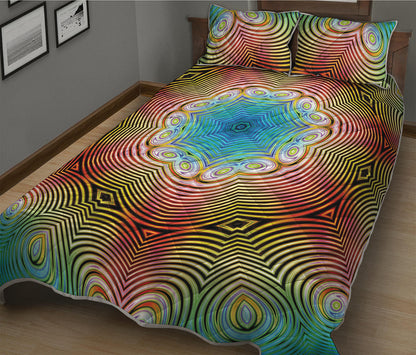 Psychedelic Kaleidoscope Print Quilt Bed Set