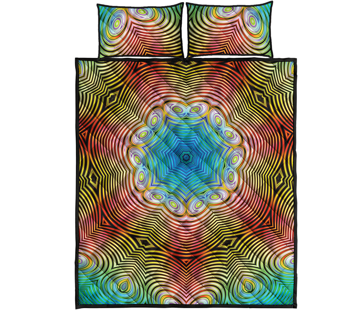 Psychedelic Kaleidoscope Print Quilt Bed Set
