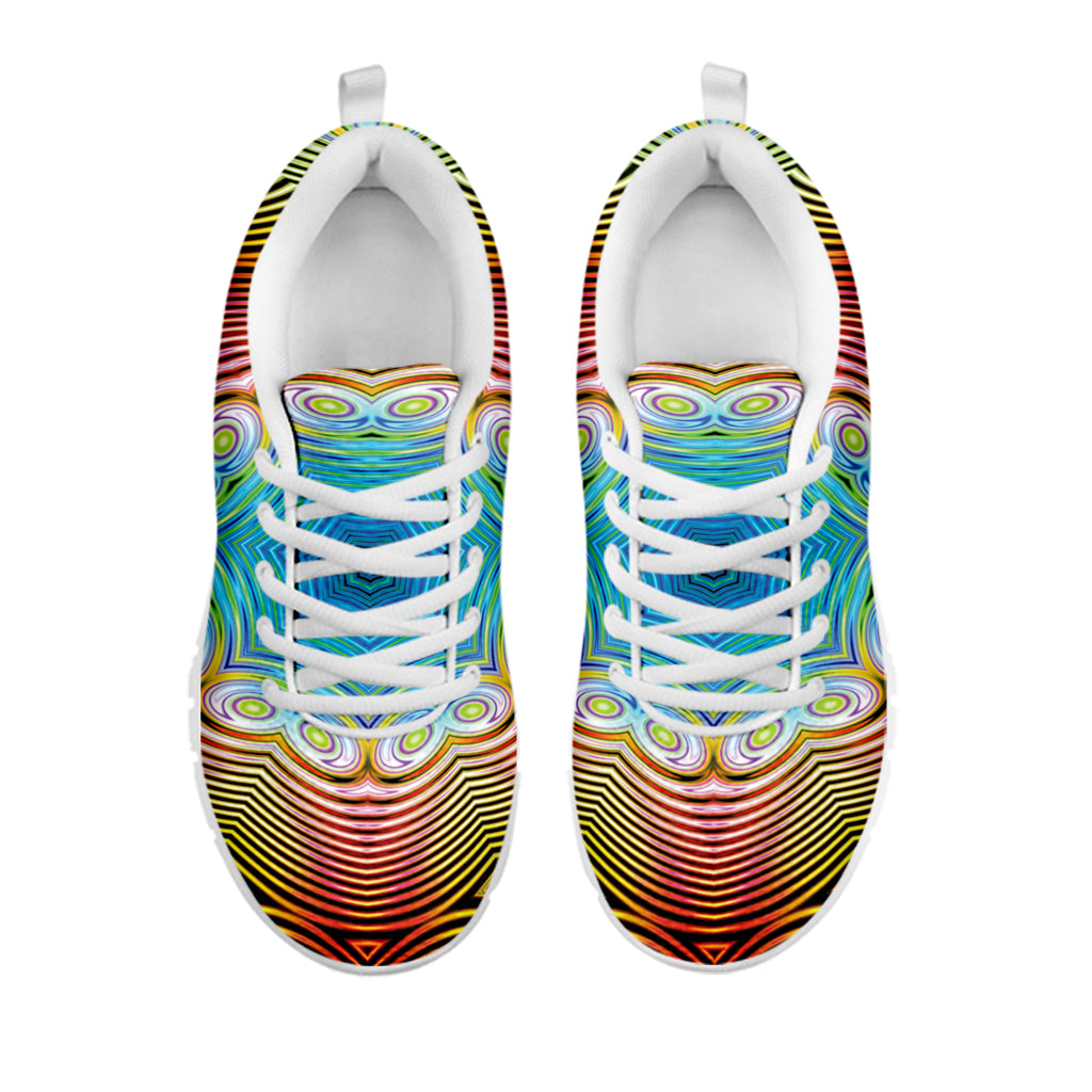 Psychedelic Kaleidoscope Print White Sneakers
