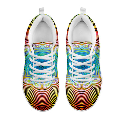Psychedelic Kaleidoscope Print White Sneakers