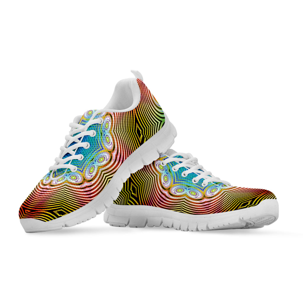 Psychedelic Kaleidoscope Print White Sneakers