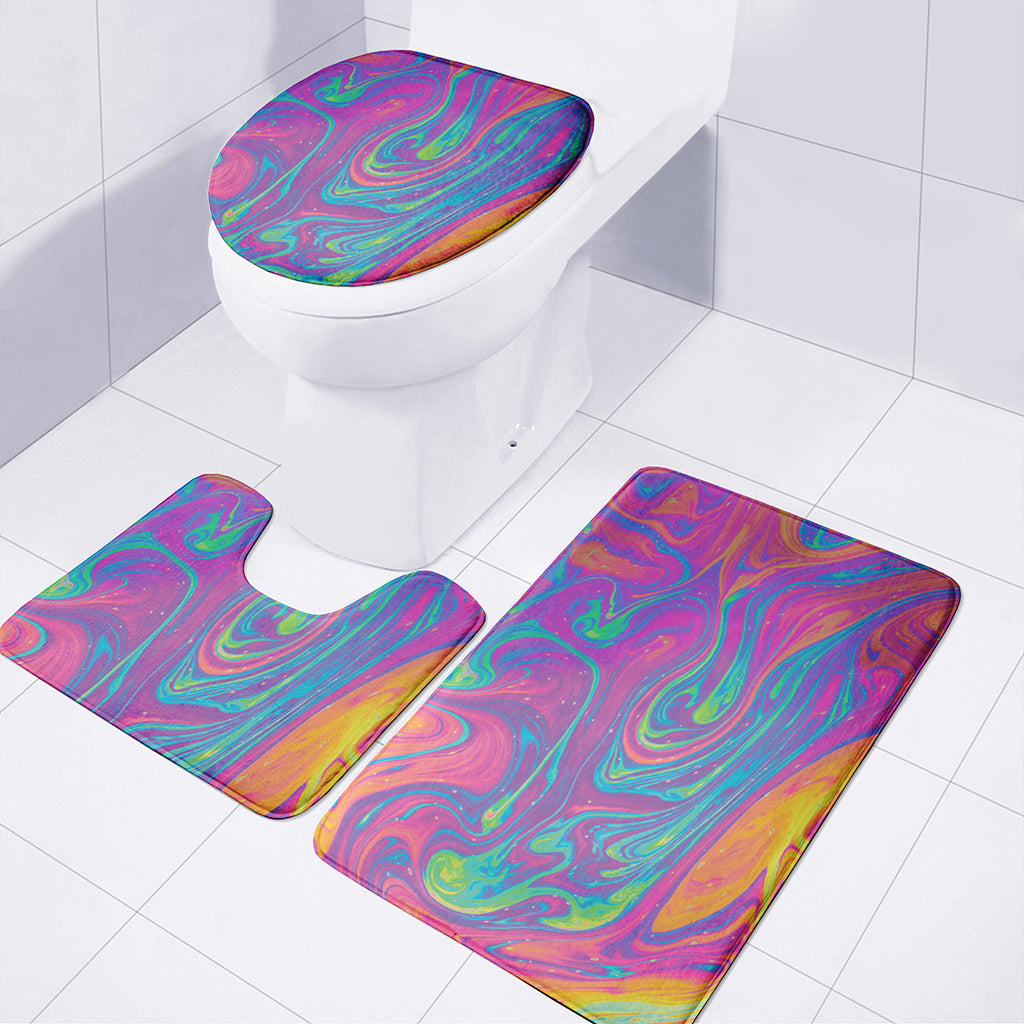 Psychedelic Liquid Print 3 Piece Bath Mat Set
