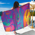 Psychedelic Liquid Print Beach Sarong Wrap