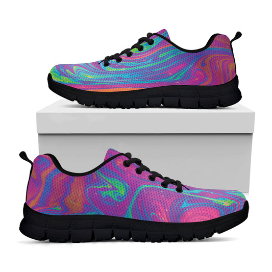 Psychedelic Liquid Print Black Sneakers