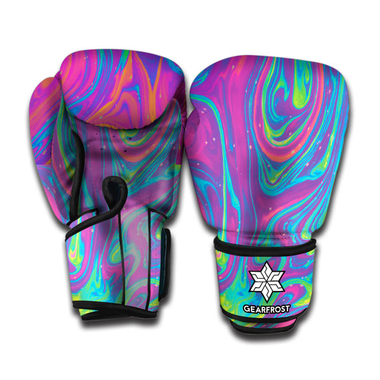 Psychedelic Liquid Print Boxing Gloves