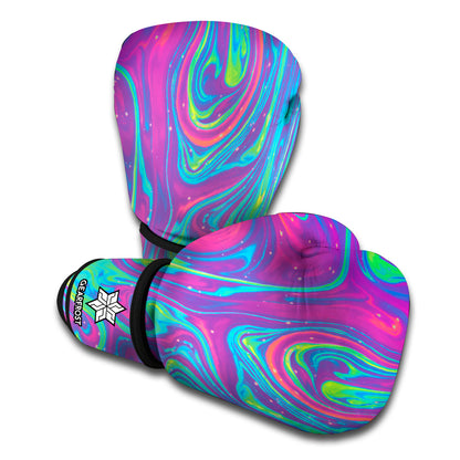 Psychedelic Liquid Print Boxing Gloves