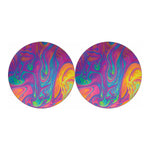 Psychedelic Liquid Print Car Coasters