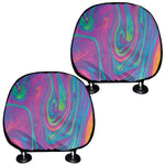 Psychedelic Liquid Print Car Headrest Covers