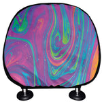 Psychedelic Liquid Print Car Headrest Covers
