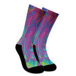 Psychedelic Liquid Print Crew Socks