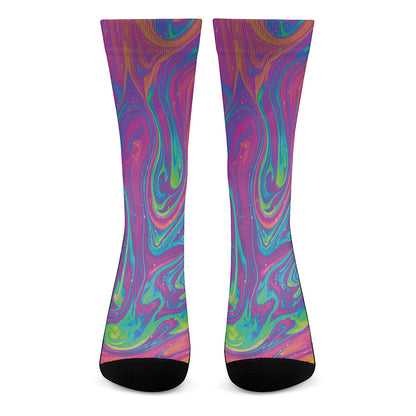 Psychedelic Liquid Print Crew Socks