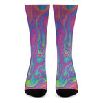 Psychedelic Liquid Print Crew Socks