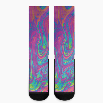 Psychedelic Liquid Print Crew Socks