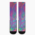 Psychedelic Liquid Print Crew Socks