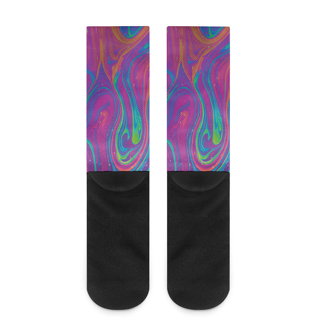 Psychedelic Liquid Print Crew Socks