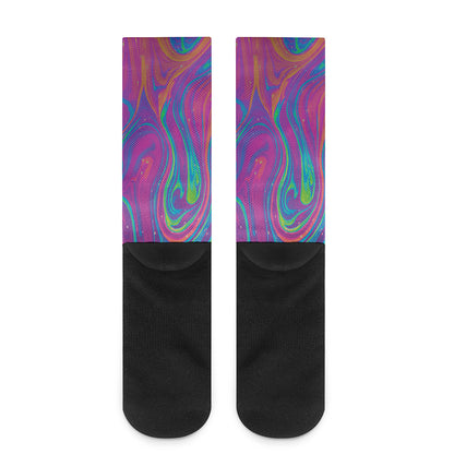 Psychedelic Liquid Print Crew Socks