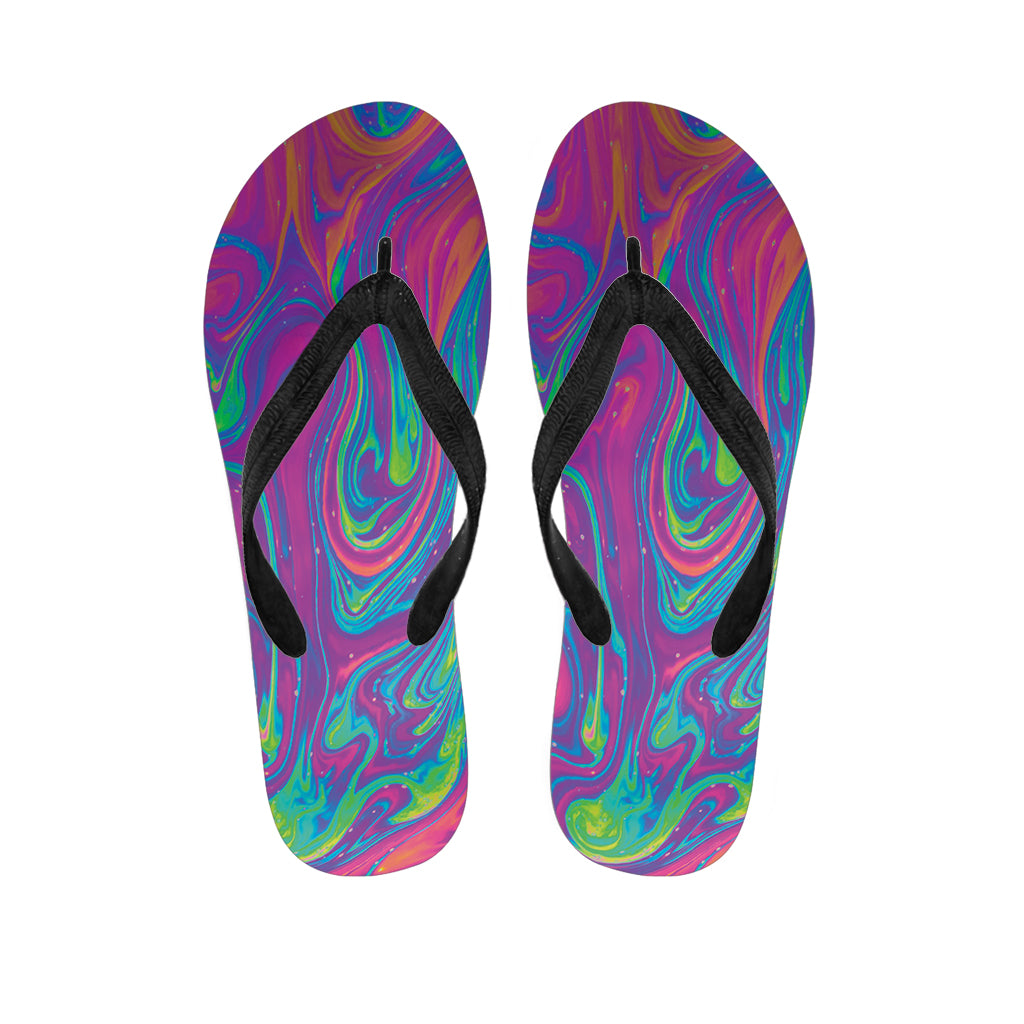 Psychedelic Liquid Print Flip Flops
