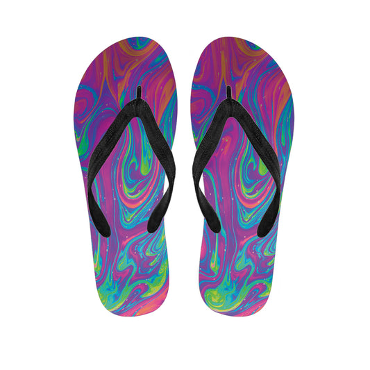 Psychedelic Liquid Print Flip Flops