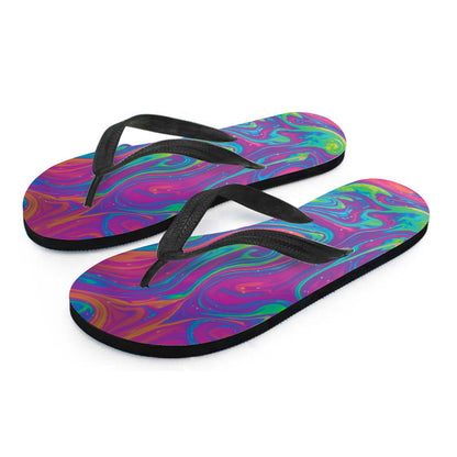 Psychedelic Liquid Print Flip Flops